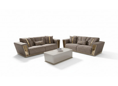3+3 seater modern sofa set armchair textile grey sofa 3-seat luxury complete 2-piece