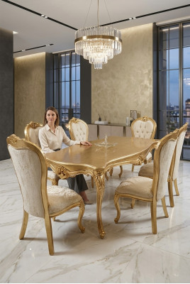 Design dining room complete with dining table + 6 chairs classic furniture wooden table new