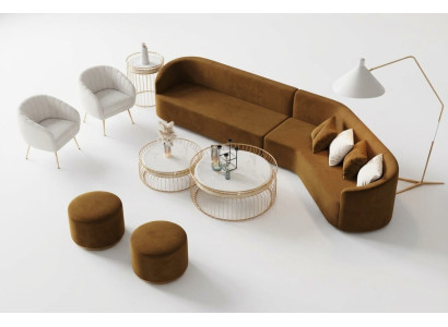Corner sofa L-shape living landscape relax seating design couch lounge sofas velvet sofa