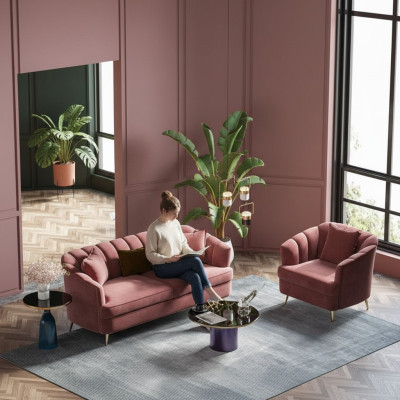 Sofa set 3+1 seater seat design couch lounge sofas living landscape velvet furniture