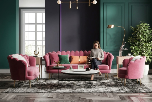Furniture Seating Design Couch Lounge Sofas Textile Velvet Sofa Suite 3+2+1 Seater Sofa