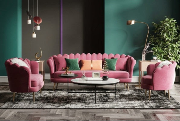 Furniture Seating Design Couch Lounge Sofas Textile Velvet Sofa Suite 3+2+1 Seater Sofa