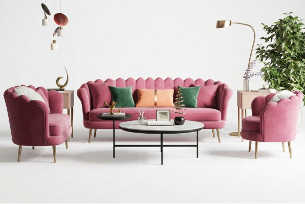Furniture Seating Design Couch Lounge Sofas Textile Velvet Sofa Suite 3+2+1 Seater Sofa