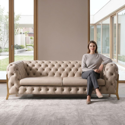 Faux leather 3-seater sofa living landscape relax seat design couch lounge sofas