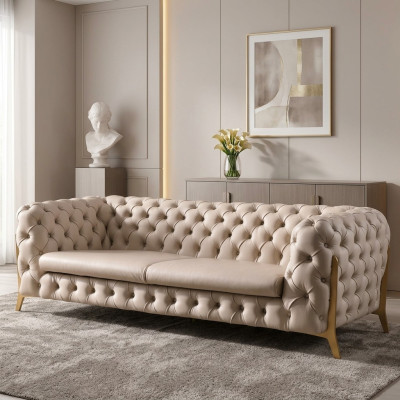 Faux leather 3-seater sofa living landscape relax seat design couch lounge sofas