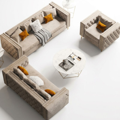 Chesterfield Sofa Set 321 Living Landscape Relax Seat Design Couch Sofas Velvet