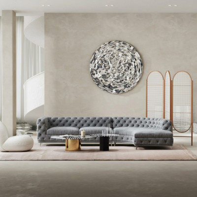 Chesterfield seat design couch lounge sofas textile corner sofa L-shape living landscape