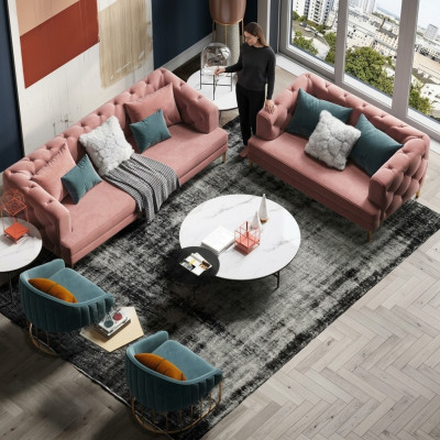 Rosa Chesterfield Living Area Designer Couches Lounge Sofas 3+2 Seater Set