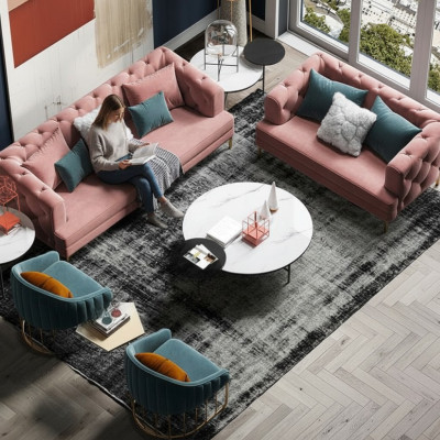 Three-seater Relax Seat Design Couch Lounge Sofas Textile Sofa 3-Seater Velvet Sofa
