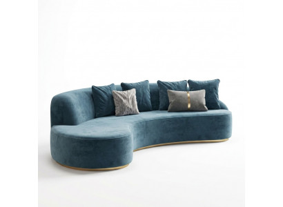 Velvet Sofa 4-Seater Upholstery Textile Modern Relax Seating Luxury Furniture Corner Sofa Round New
