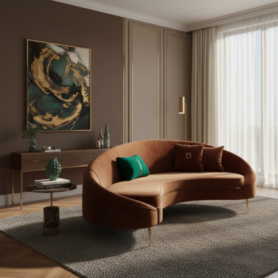 Corner sofa, 3-seater, upholstered velvet, modern relax seat, luxury furniture, sectional corner.