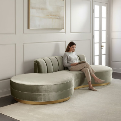 Round Relax Couch Sofas Luxury Furniture Round Sofa 3-Seater Round Couches Oval Corner New