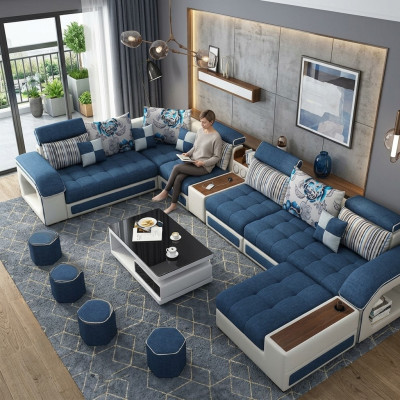 Corner sofa U-shape upholstery modern relax seating luxury furniture living room landscape sofa couch