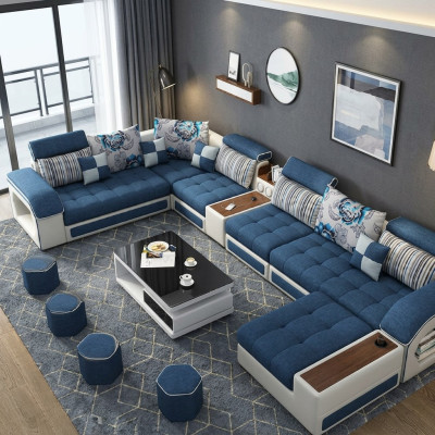 Corner sofa U-shape upholstery modern relax seating luxury furniture living room landscape sofa couch