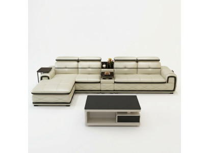 Luxury leather sofa, corner sofa, L-shape, upholstered, modern, relax seating furniture, living landscape