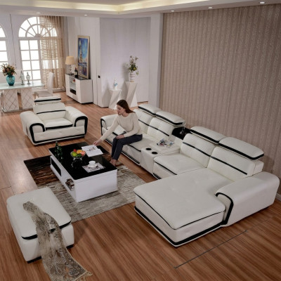 Luxury corner sofa sectional L-shape upholstery relax modern seating furniture living landscape