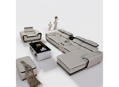 Luxury corner sofa sectional L-shape upholstery relax modern seating furniture living landscape