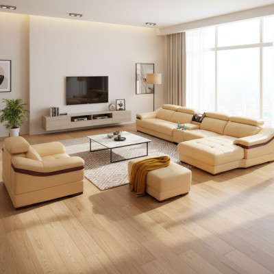 Luxury sectional corner sofa L-shape upholstery modern relax seating furniture