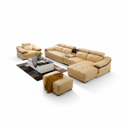 Luxury sectional corner sofa L-shape upholstery modern relax seating furniture