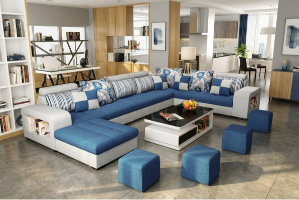 U-shaped sectional luxury fabric upholstery modern relax seating furniture living landscape furniture