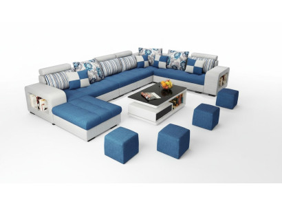 U-shaped sectional luxury fabric upholstery modern relax seating furniture living landscape furniture