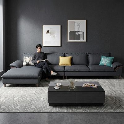 Textile luxury corner sofa L-shape upholstery modern relax seating furniture living landscape corner