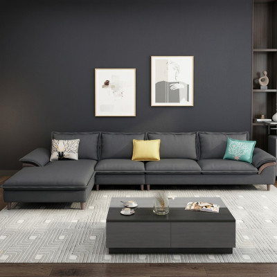Textile luxury corner sofa L-shape upholstery modern relax seating furniture living landscape corner