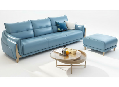 Sofa 3-Seater Modern Relax Seating Furniture Three-Seater Blue Upholstery Luxury Furniture New