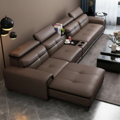 Seating Furniture Living Landscape Luxury Faux Leather Corner Sofa L-shape Upholstery Modern Relax