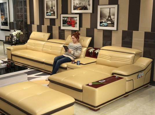 Seat furniture living landscape luxury corner couch corner sofa L-shape upholstered couch relax new