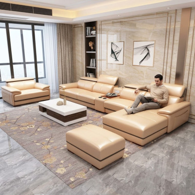 Relax corner suite, corner sofa L-shape upholstery, modern seating furniture, living landscape, luxury.