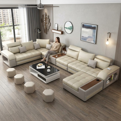 U-shaped sectional sofa seating furniture living landscape luxury upholstery modern relax sofa couch