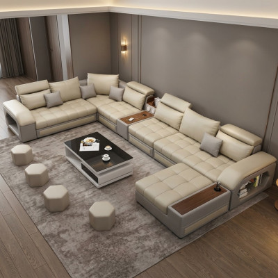 U-shaped sectional sofa seating furniture living landscape luxury upholstery modern relax sofa couch
