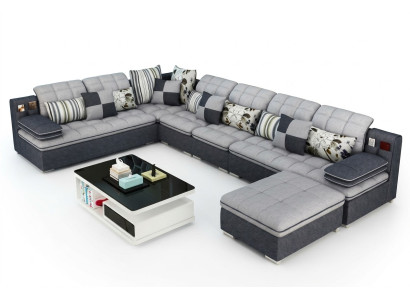 Furniture living landscape luxury corner sofa U-shape upholstered sofas relax couch textile seat
