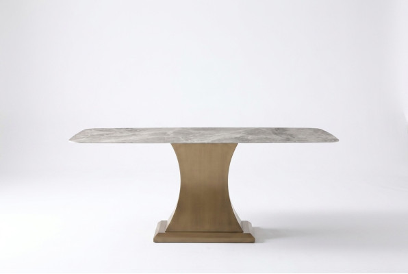 Luxury dining table metal stainless steel tables furniture column table marble style dining tables