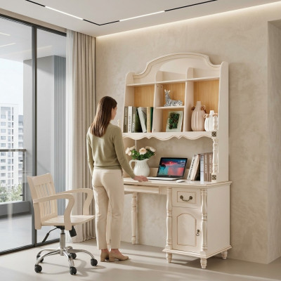 Desk set cabinet + armchair office desk with drawers PC table 2 pcs.
