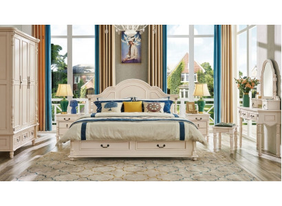 Bedroom set bed nightstand wardrobe chair dressing table design 6-piece set.