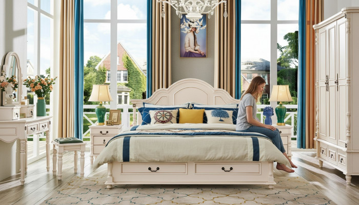 Double hotel beds bedroom 180x200 cm wood bed upholstery design luxury new