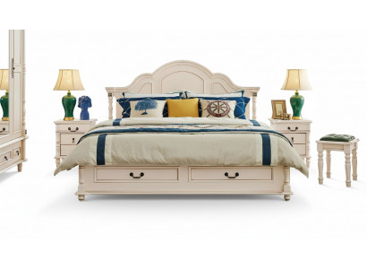 Amazing bedroom set with bed and nightstands in white