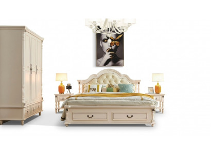 Bedroom set bed nightstand wardrobe hotel beds wood design 4-piece set.