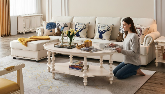 Oval coffee table living room design luxury side table wood table