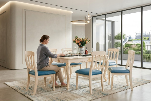 Dining room dining table 6 x chairs dining set wood kitchen group sideboard furniture new 7-piece set.