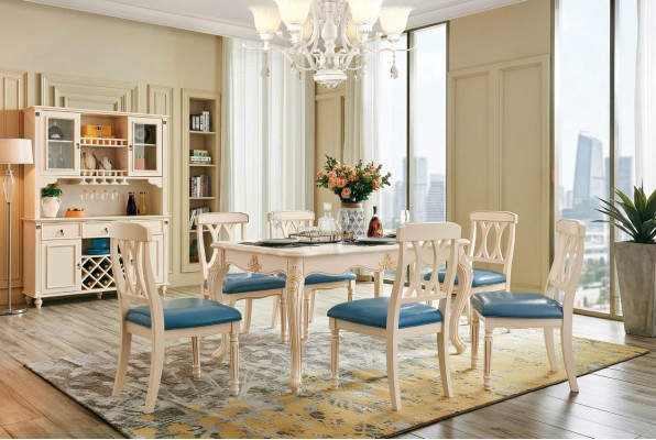 Dining room dining table 6 x chairs dining set wood kitchen group sideboard furniture new 7-piece set.