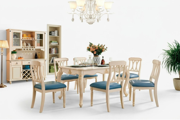 Dining room dining table 6 x chairs dining set wood kitchen group sideboard furniture new 7-piece set.