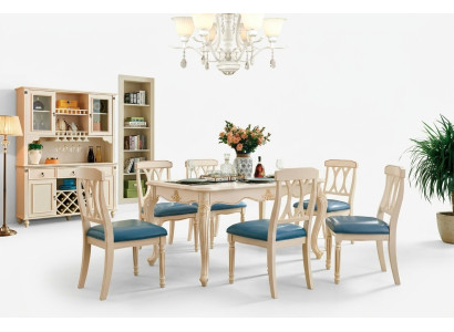 Dining room dining table 6 x chairs dining set wood kitchen group sideboard furniture new 7-piece set.