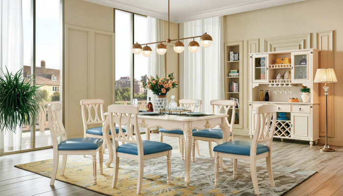 Dining room furniture dining table 6 x chair dining set wood kitchen group suite new 7-piece set.