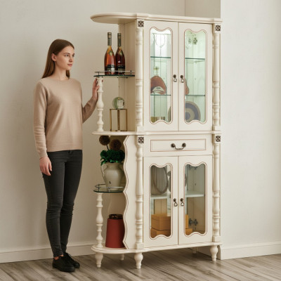 Display cabinet living room classic glass bar wood cabinet glass cabinet