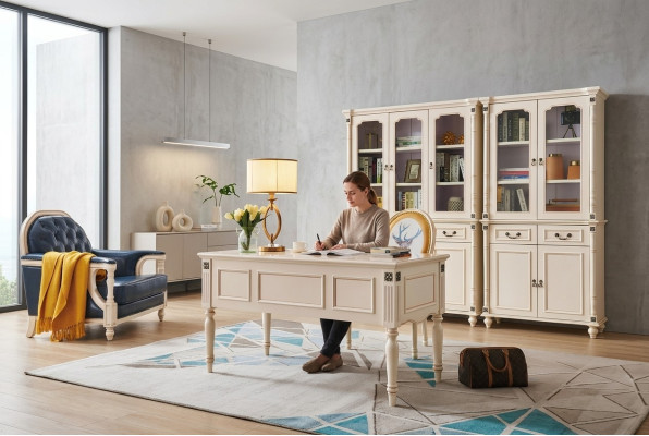 Desk Armchair Filing Cabinet Office Set Classic Office Furnishing New 3 pcs