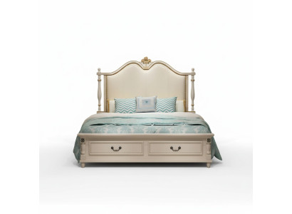 Bed Cushion Design Luxury Double Hotel Beds Royal Baroque Wood Furniture New