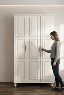 Wardrobe Country Style Furniture Classic Cabinet Wood Bedroom White
